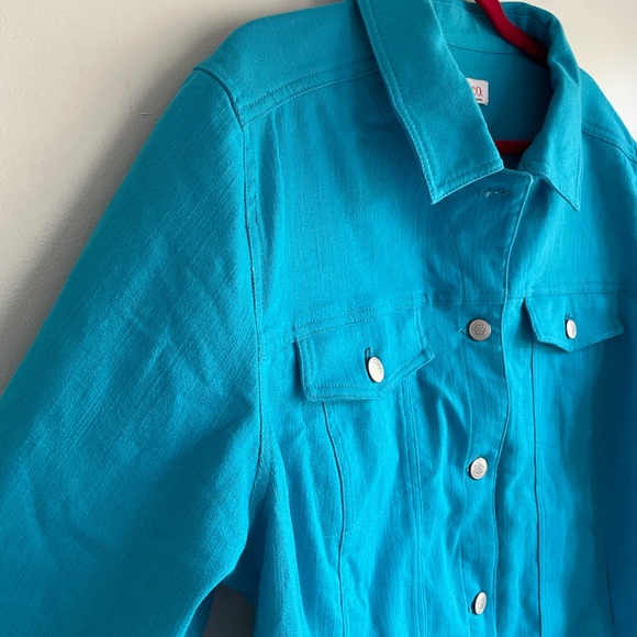 D & Co Turquoise Blue 3/4 Sleeve Denim Jacket Size 1X - Picture 2 of 6